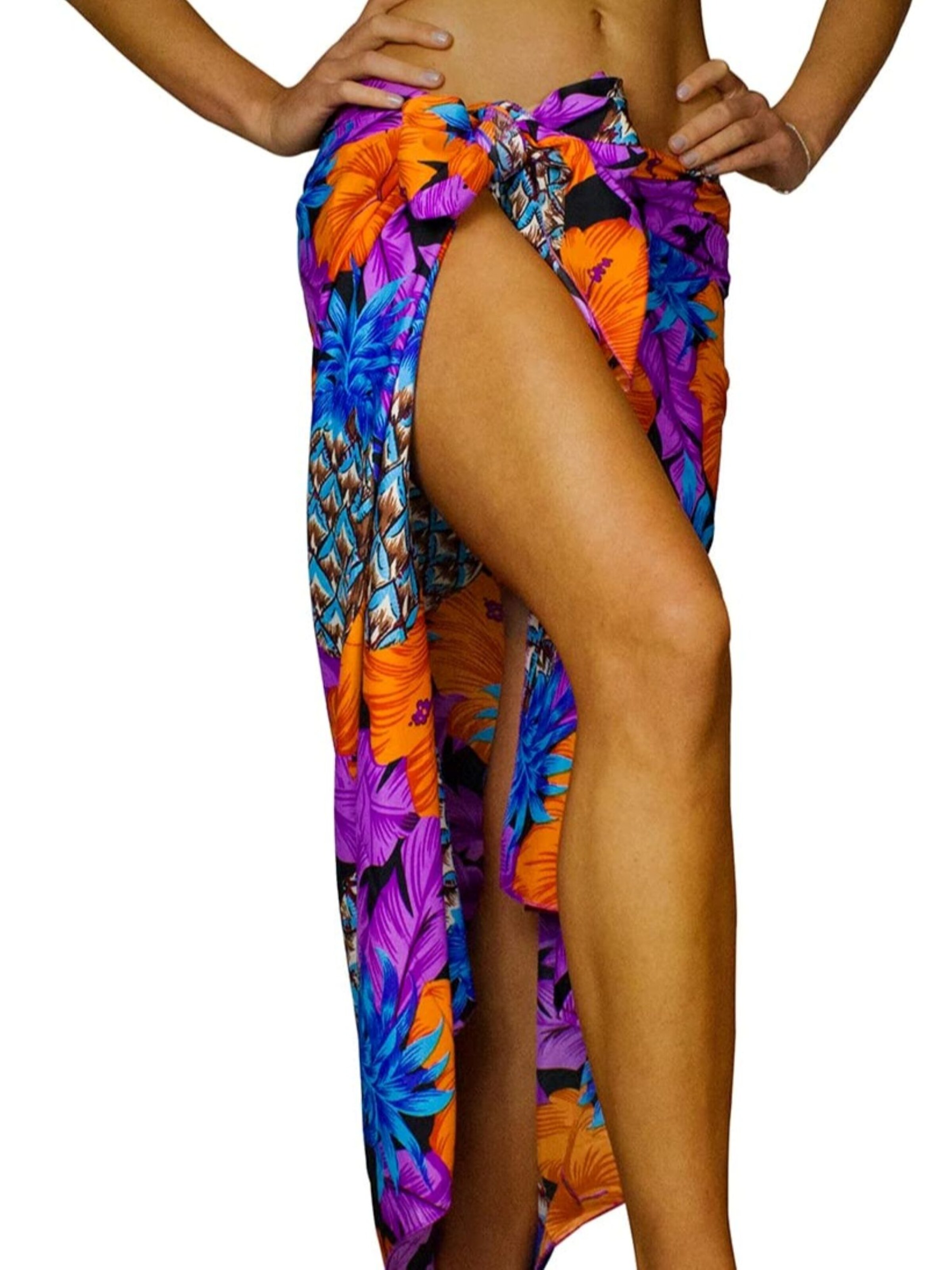 King Kameha Wrap 'Pineapple Hibiscus' in Purple