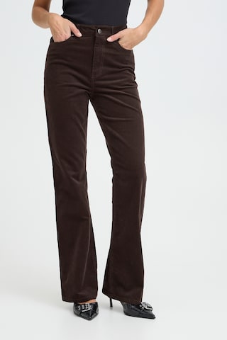 Pulz Flared Trousers 'PZSally' in Brown: front