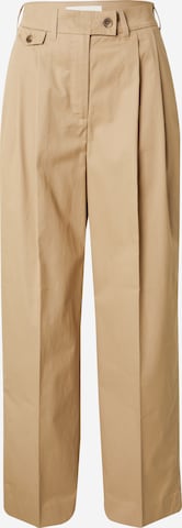 GANT Wide leg Pleat-Front Pants in Green: front