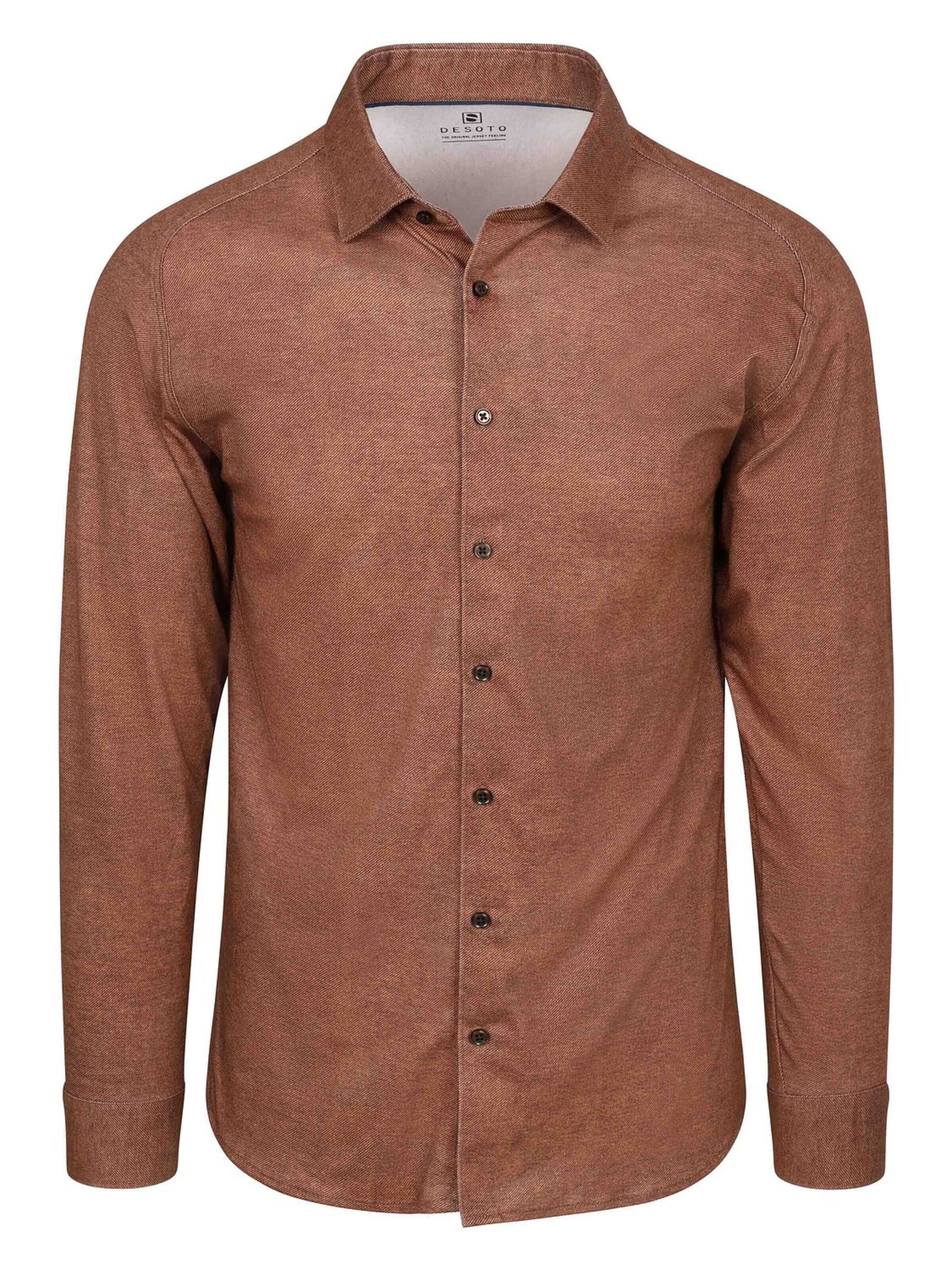 DESOTO Slim fit Button Up Shirt in Brown: front