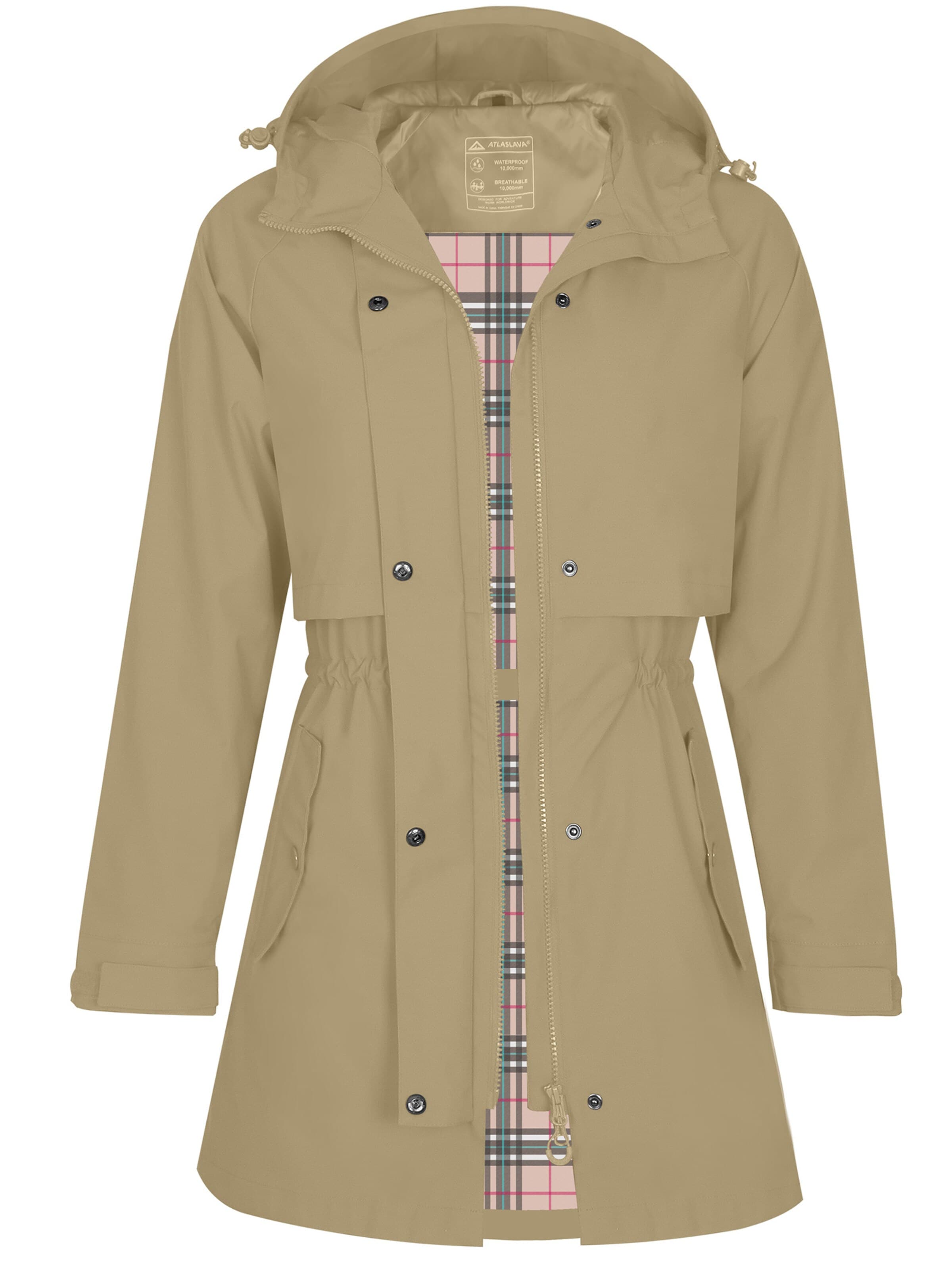 ATLASLAVA Outdoor Coat 'Waterproof Outdoor Jacket' in Green: front