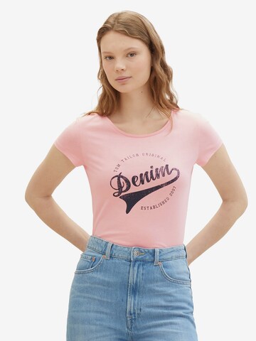 T-shirt TOM TAILOR DENIM en rose : devant