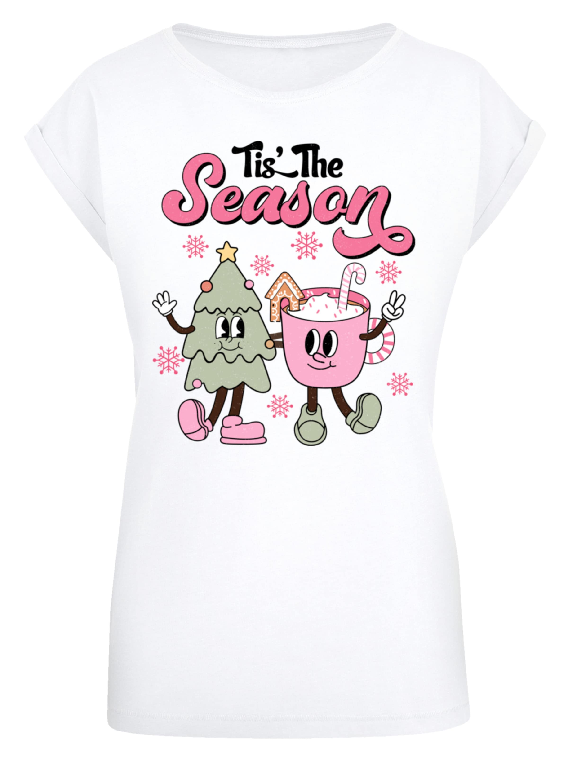 T-shirt 'Tis The Season Christmas Tree Cocoa' F4NT4STIC en blanc : devant