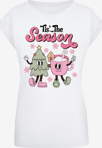 F4NT4STIC T-Shirt 'Tis The Season Christmas Tree Cocoa' in Weiß: Vorderseite