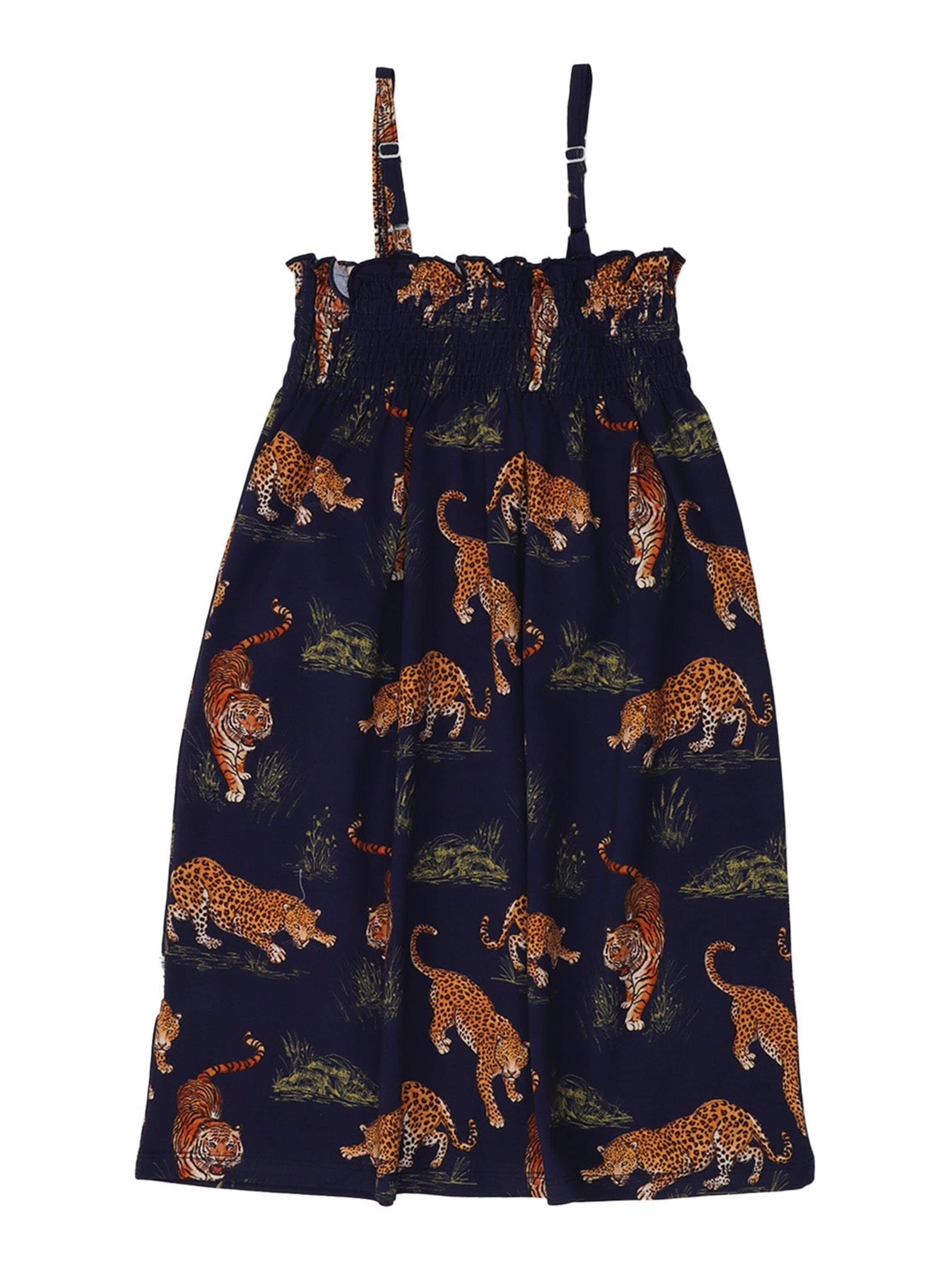 Walkiddy Kleid 'Tigers and Leopards'‌‌‌‌‌‌‌‌‌ in Blau: Vorderseite