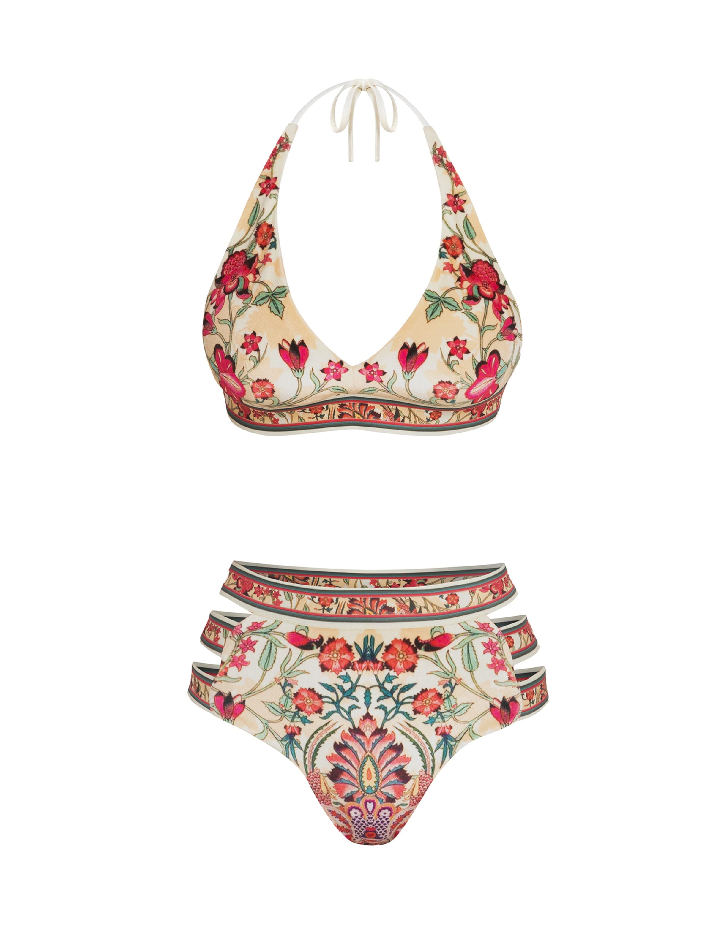 JIORO Triangel Bikinitop 'PAISLEY RED'‌‌‌‌ in Mischfarben: Vorderseite