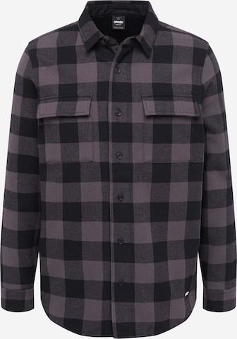 OAKLEY Regular fit Athletic Button Up Shirt 'BEAR COZY' in Black: front