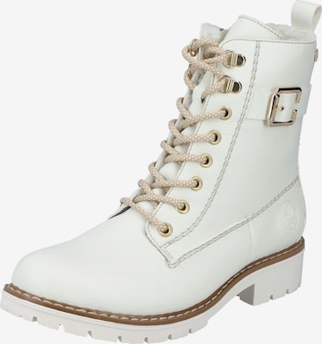Rieker Lace-Up Ankle Boots in White: front