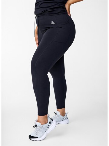 Active by Zizzi Skinny Sports trousers 'ANANNA' in Black: front