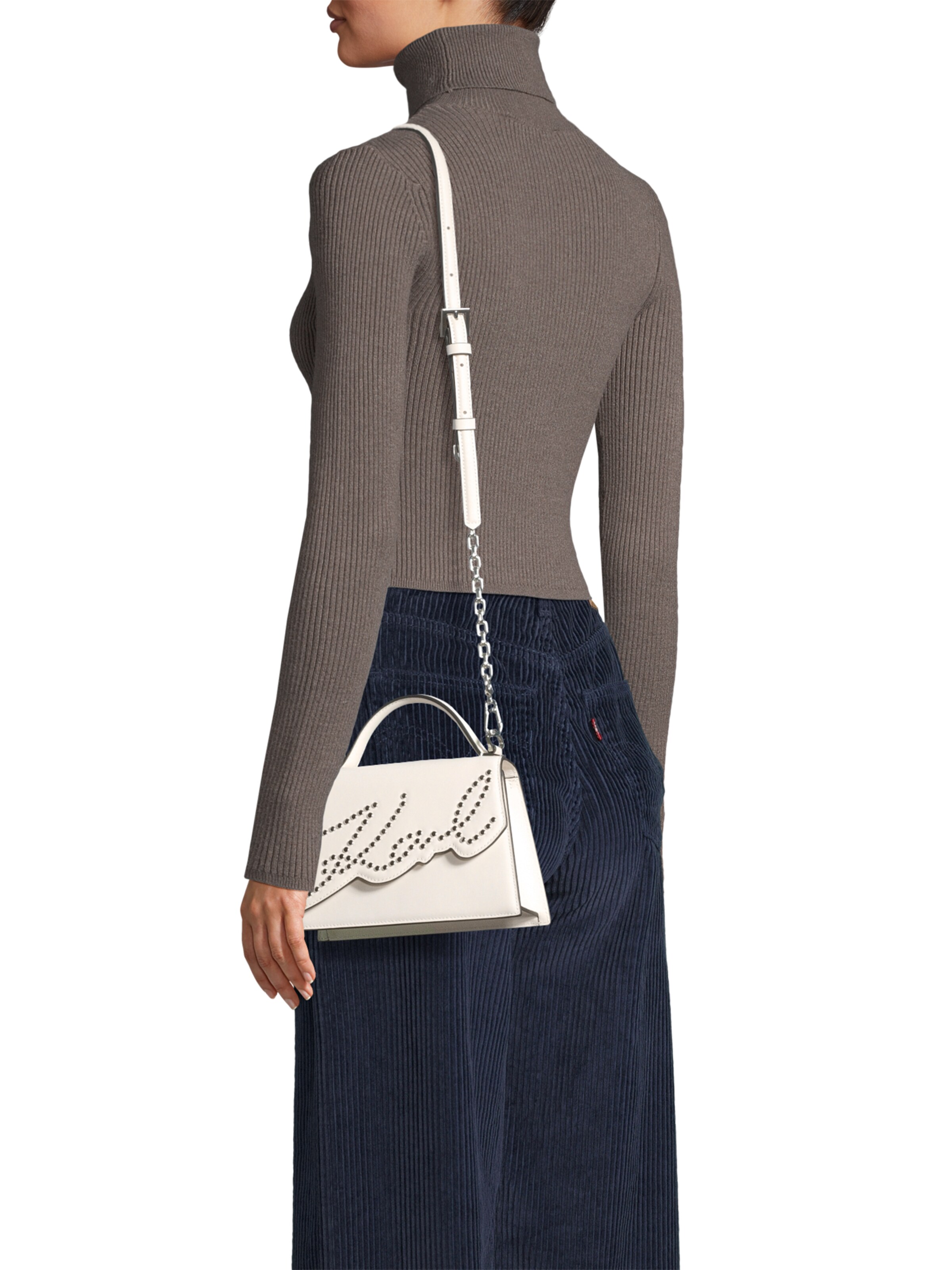 Karl Lagerfeld Чанта с презрамки в бяло: отпред