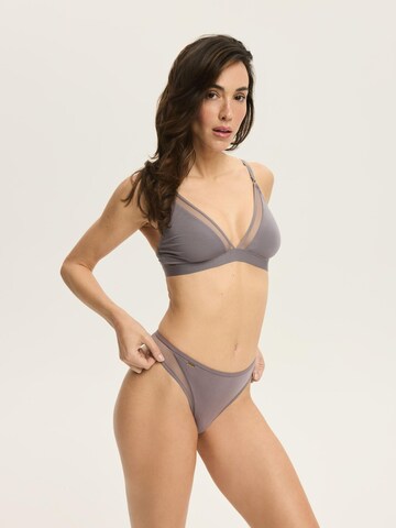 ESOTIQ - Tanga 'String Blissy, Modal Jersey, florales Muster, transparent' en gris