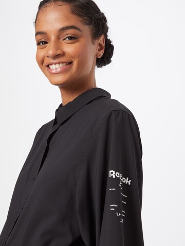 Reebok Athletic button up shirt in Black