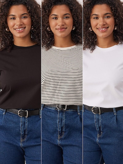 Trendyol Curve Μπλουζάκι σε μαύρο / λευκό, Άποψη προϊόντος