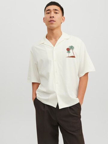 JACK & JONES Comfort fit Button Up Shirt 'OUTOFOFFICE' in White: front