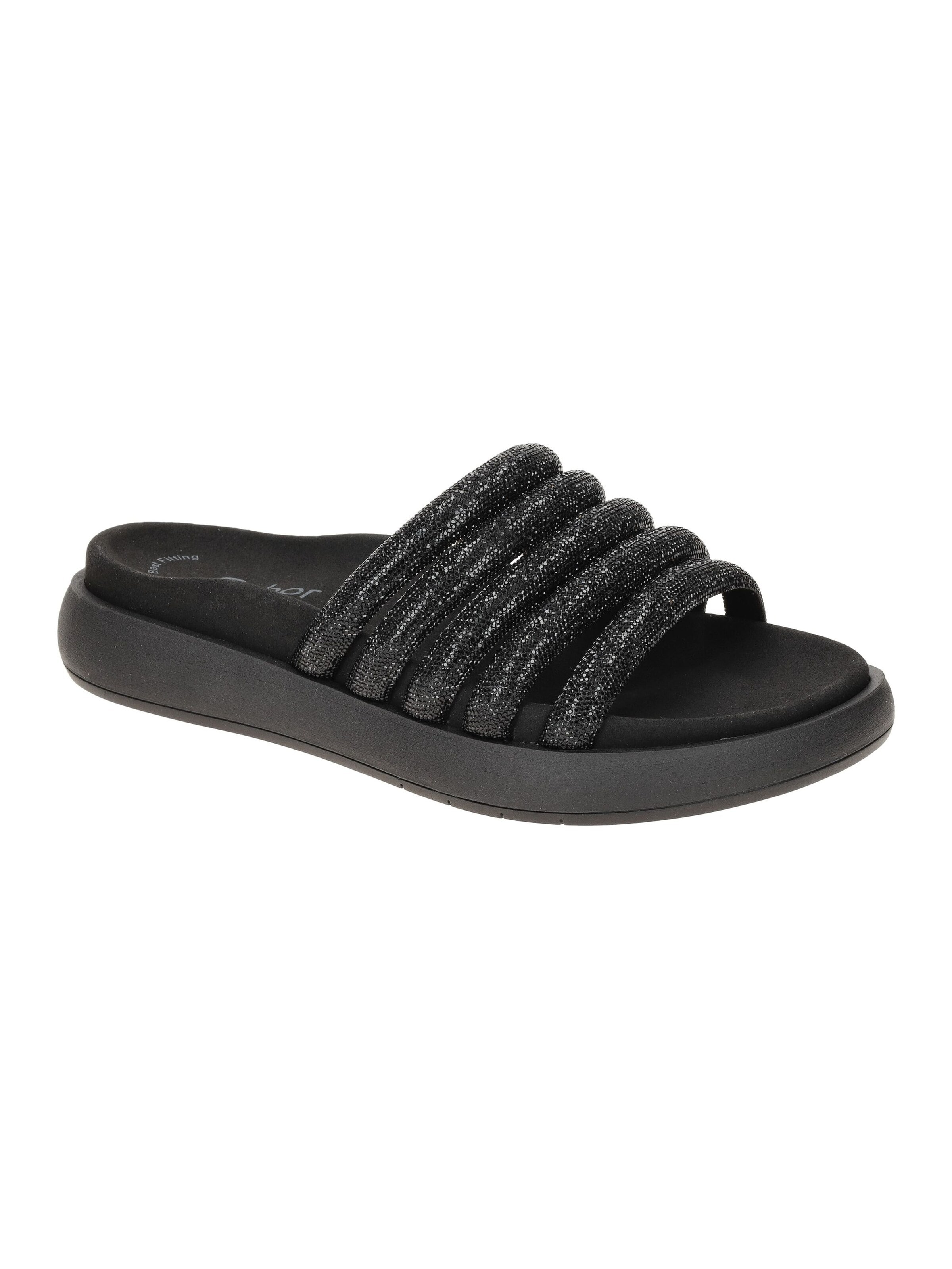 GABOR Mules 'Gabor Plateau Pantolette schwarz Strass 83.752.87' in Black: front