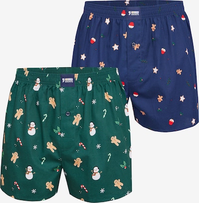 Happy Shorts Boxer ' XMAS ' in dunkelblau / grün, Produktansicht