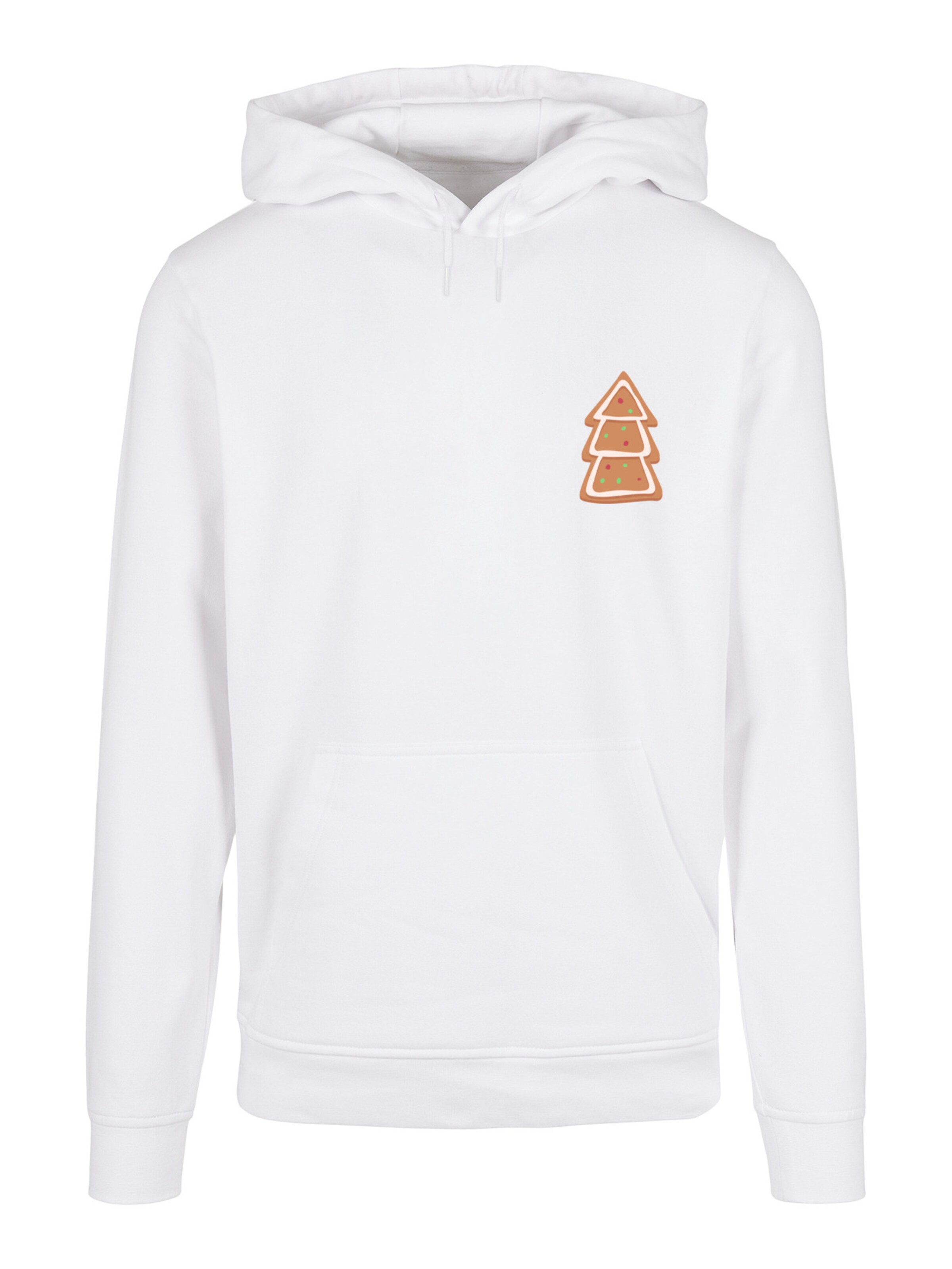 F4NT4STIC Sweatshirt 'Gingerbread Lebkuchen Tree' in Wit: voorkant