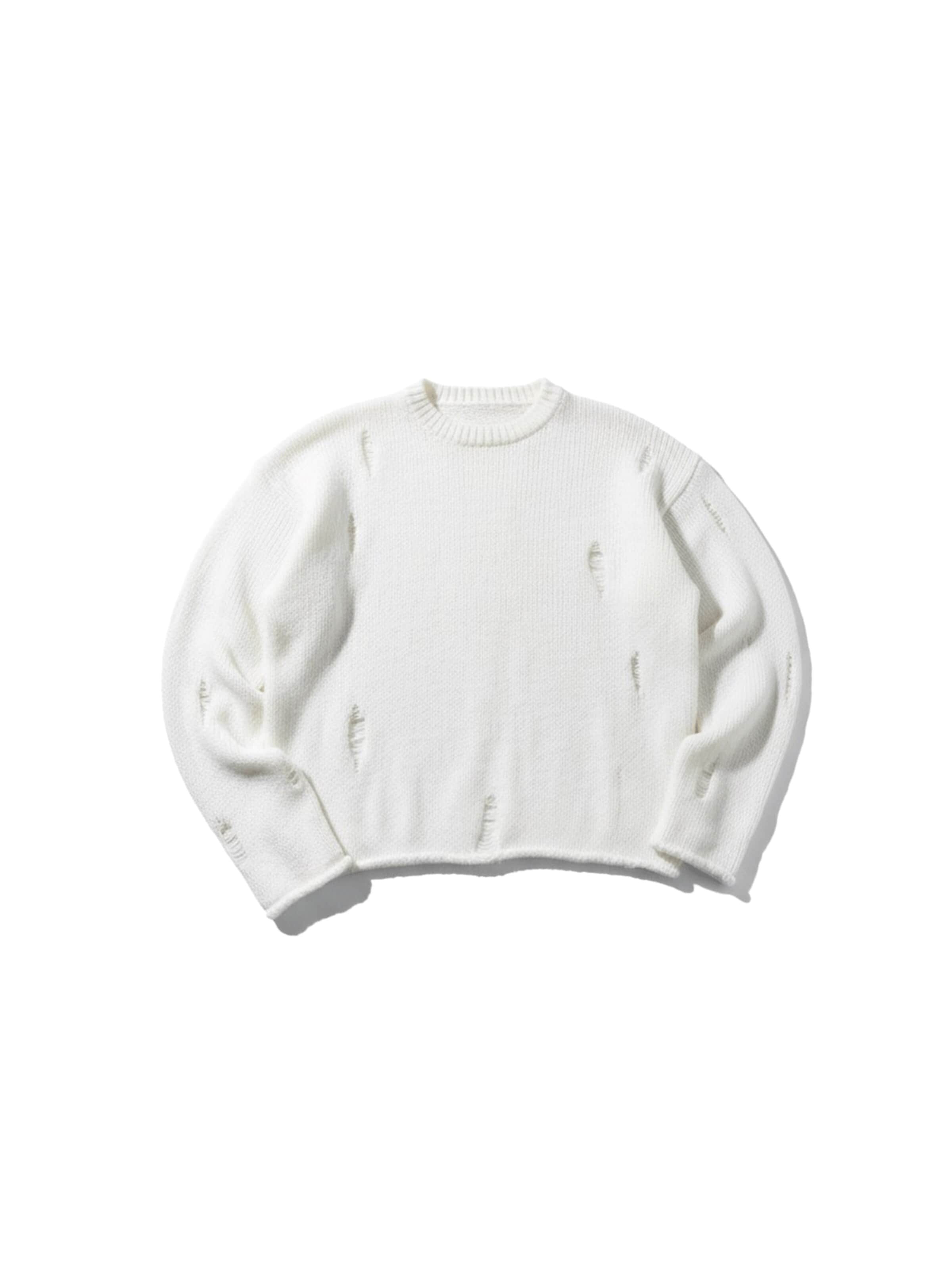 Pullover 'Oversize Torn Sweater - White' di Kleidermafia in bianco: frontale