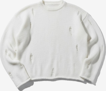 Kleidermafia Tröja 'Oversize Torn Sweater - White' i vit: framsida