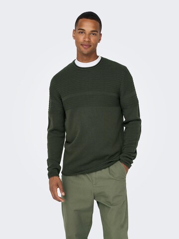 Only & Sons Sweter 'BLADE' w kolorze zielony: przód