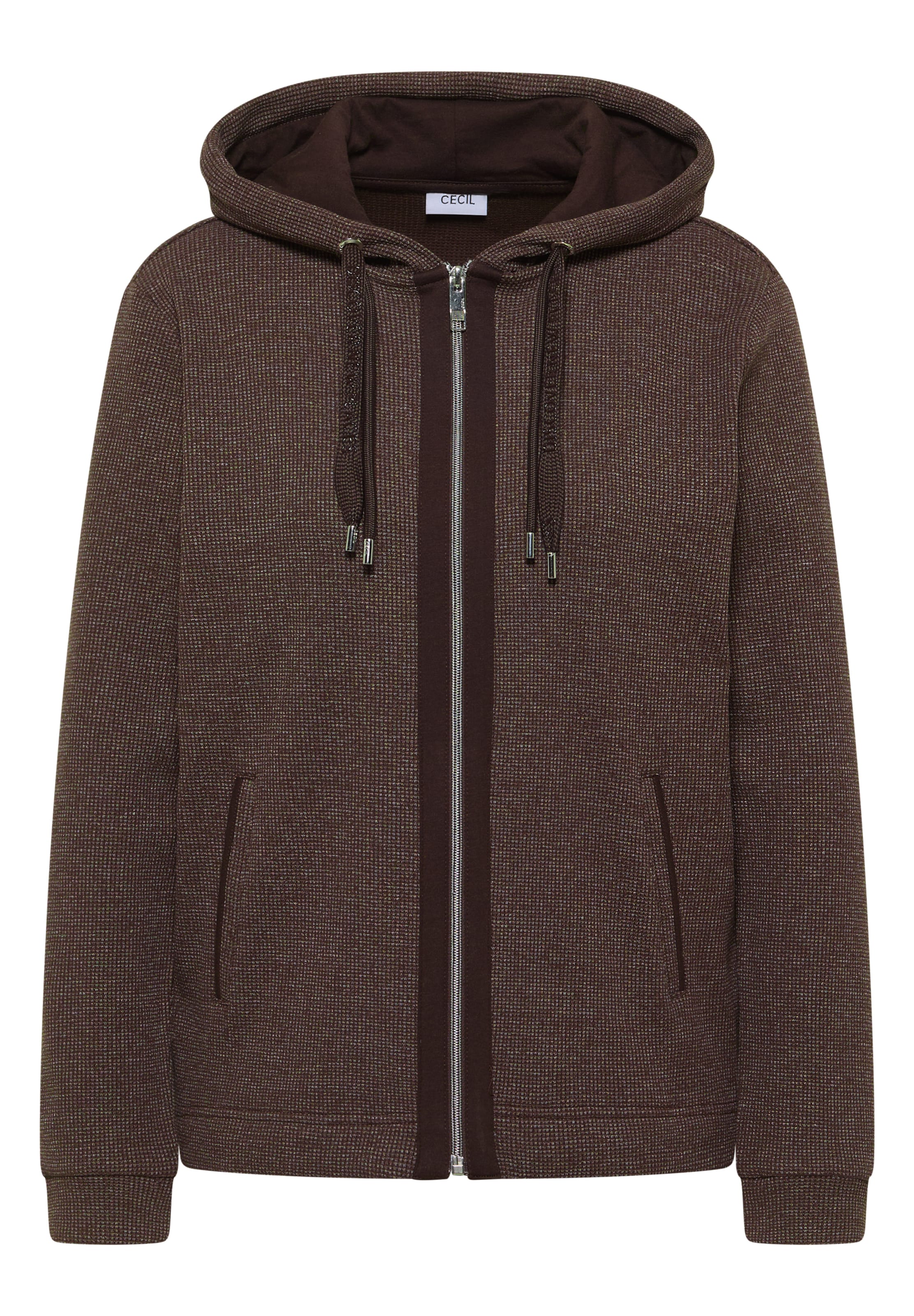 CECIL Zip-Up Hoodie in Brown: front