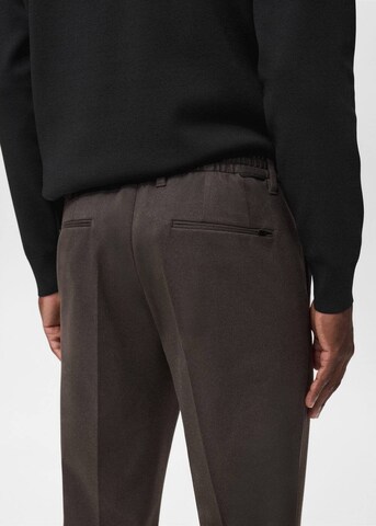 MANGO MAN Slim fit Pleat-Front Pants 'Murlo' in Brown