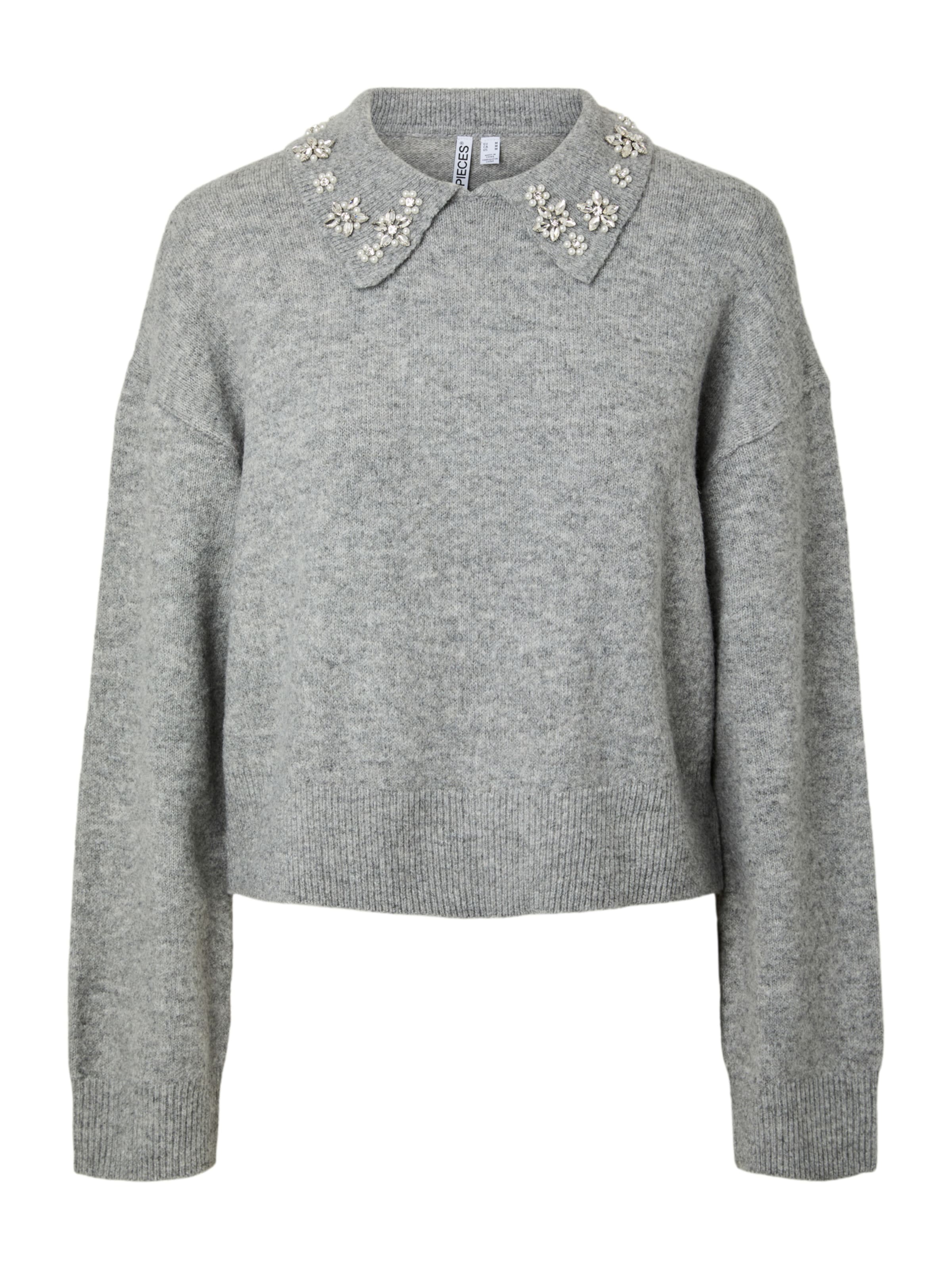 Pull-over 'PCEDITH' PIECES en gris : devant