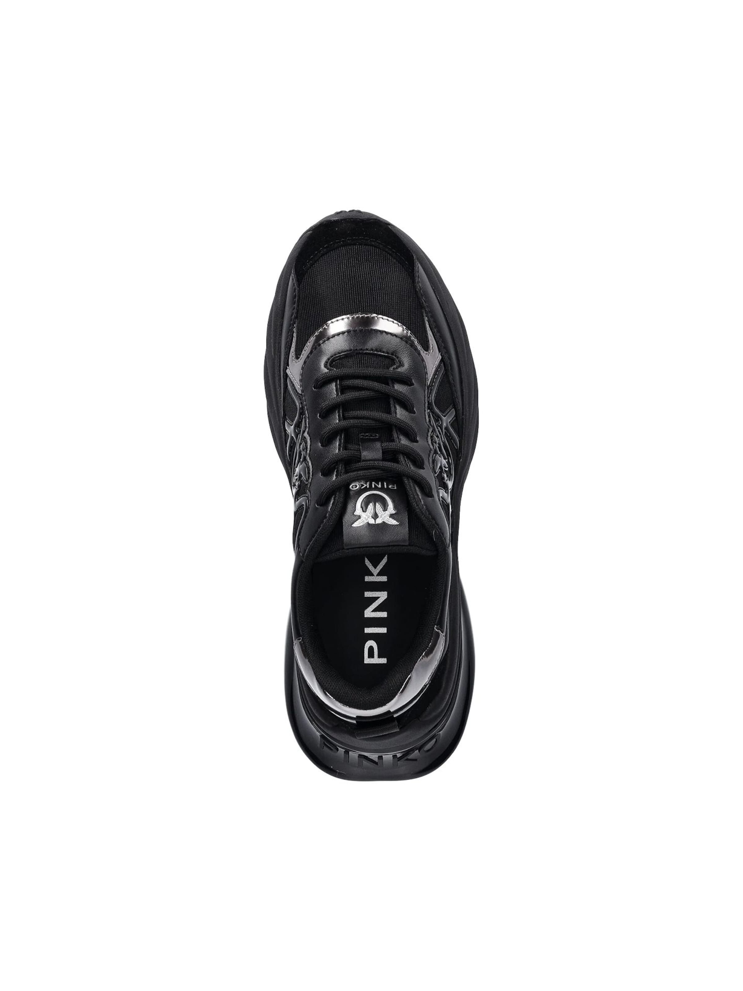 PINKO Sneaker low 'Ariel 33 - Sneaker Calf Leather/Net/Cow Suede'‌ in Schwarz