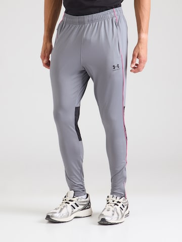UNDER ARMOUR Slimfit Sportovní kalhoty 'Challenger' – šedá: přední strana