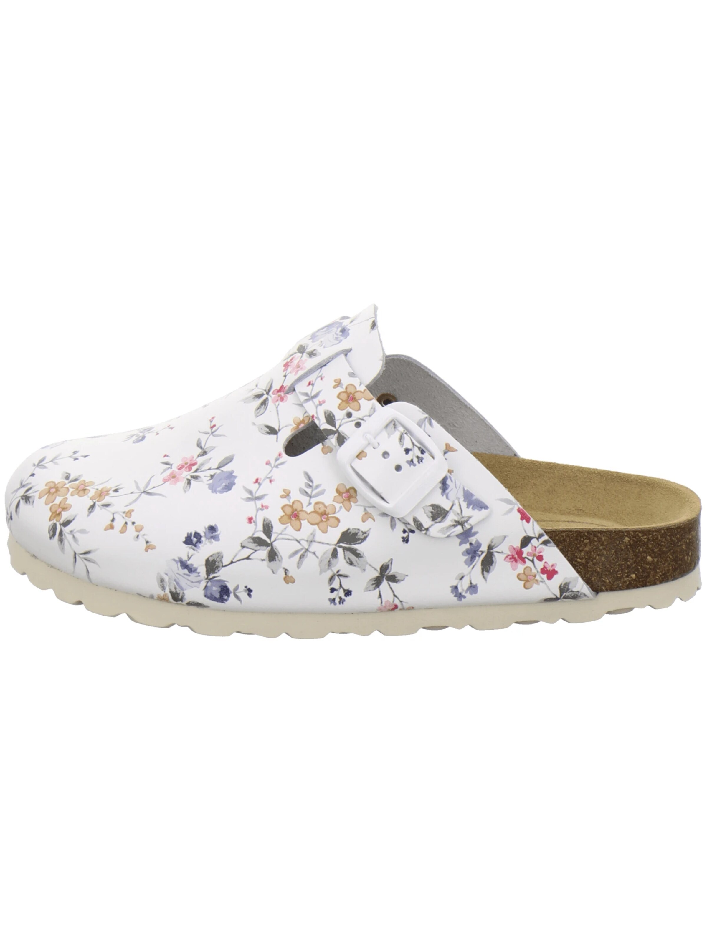 AFS-Schuhe - Zuecos 'Clogs Damen Leder weiß-flower' en blanco