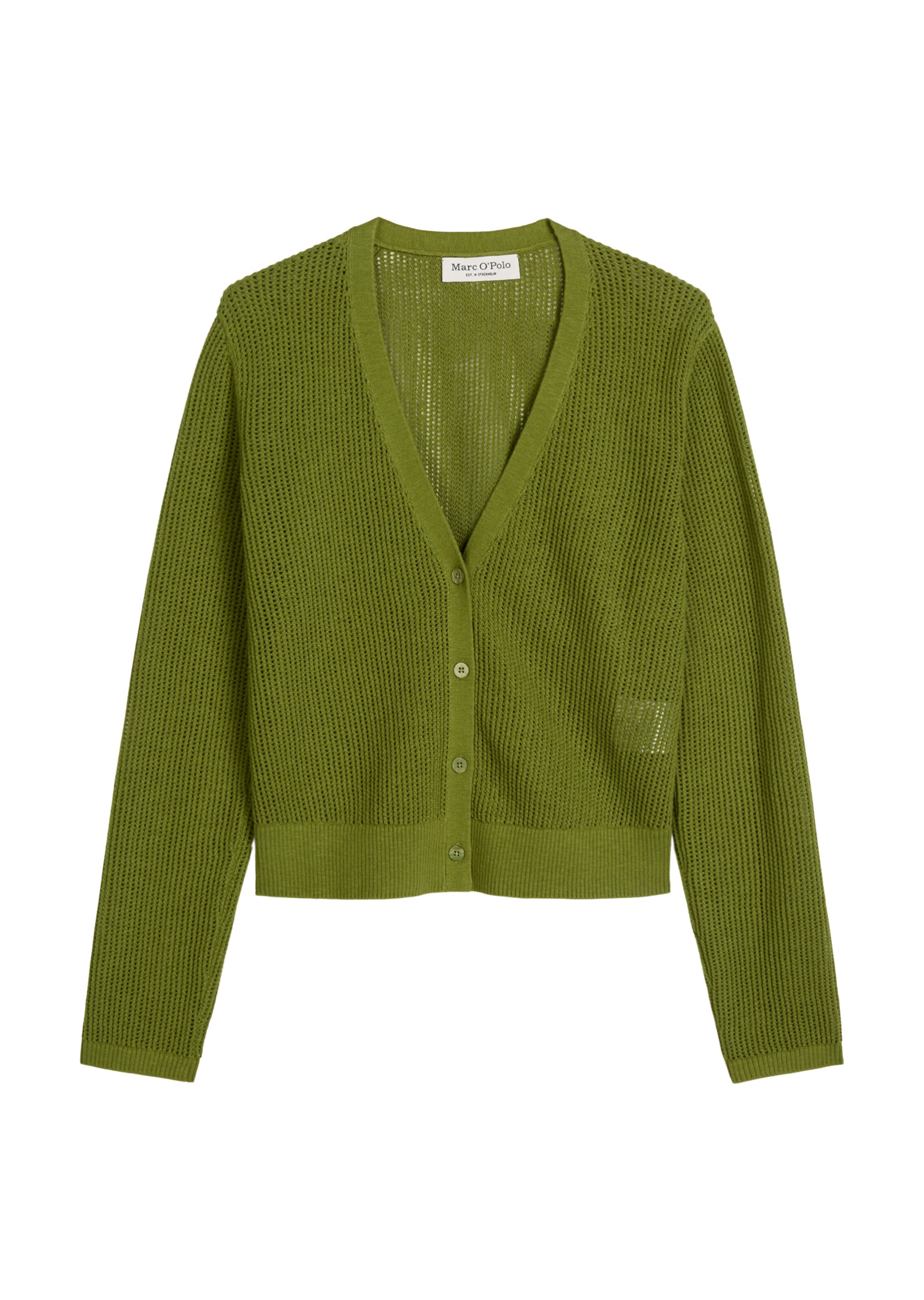 Marc O'Polo Gebreid vest in Groen: voorkant