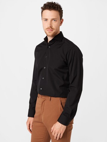 Coupe slim Chemise business ETON en noir : devant