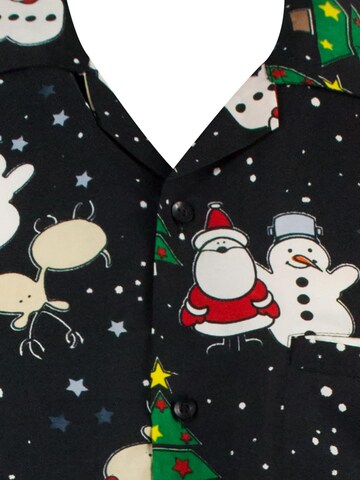 King Kameha Regular Fit Hemd 'Christmas Buddies' in Schwarz