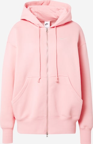 Nike Sportswear Zip-Up Hoodie 'PHNX FLC' in Pink: front