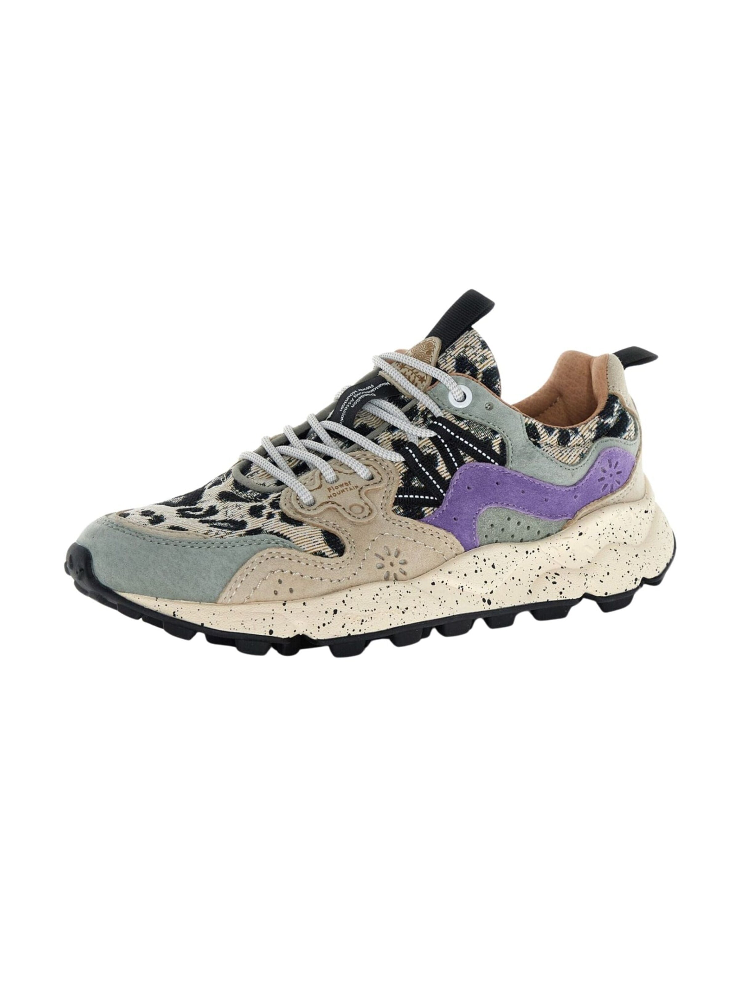 Sneaker bassa 'Women's Multicolor Jacquard Fabric and Nubuck Sneakers' di Flower Mountain in grigio