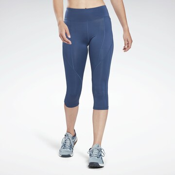 Reebok Skinny Workout Pants in Blue: front