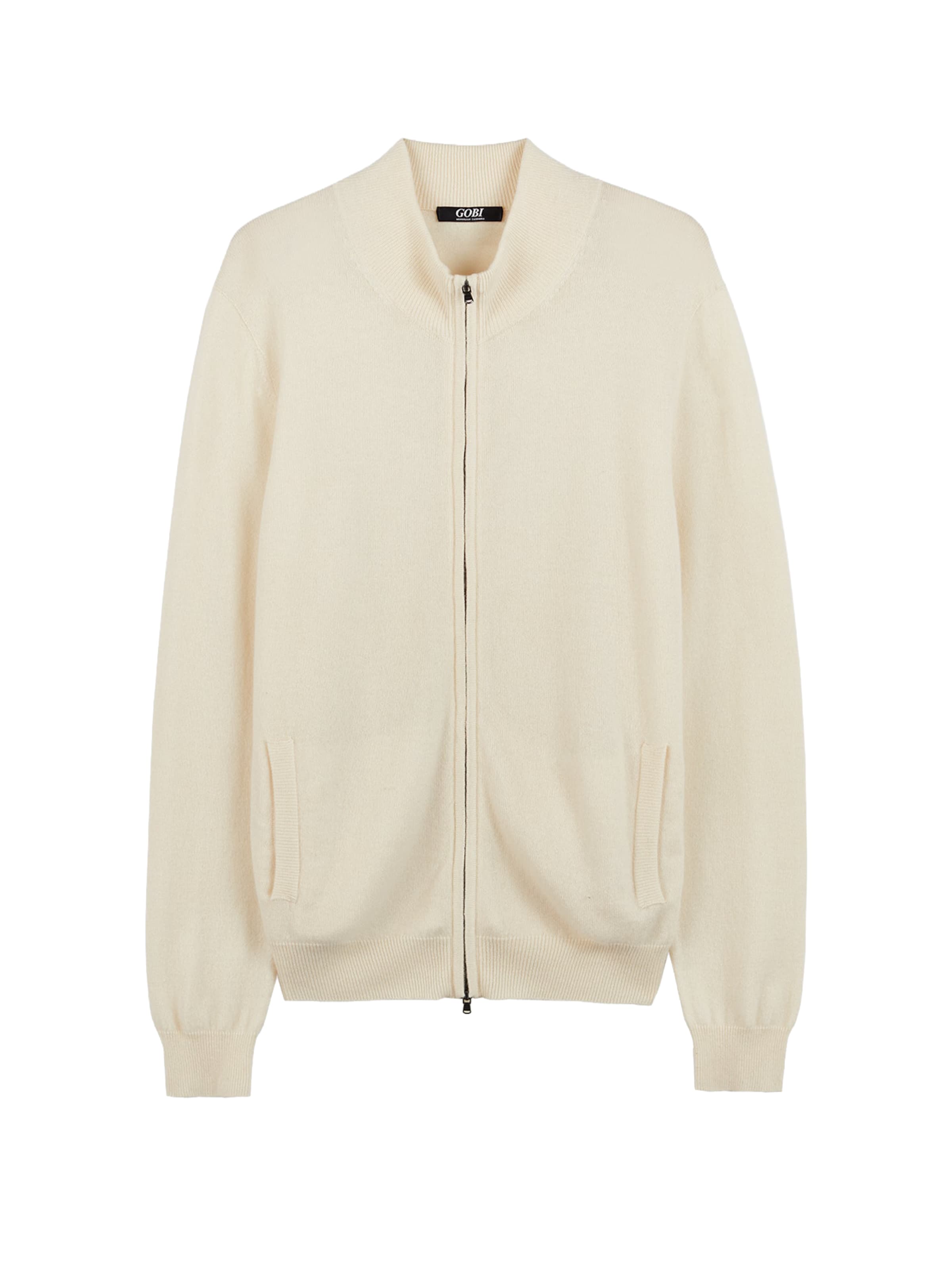 GOBI Cashmere Strickjacke 'Men's Essential Full-Zip Cashmere Cardigan'‌‌‌‌‌‌‌ in Weiß: Vorderseite