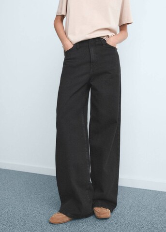 MANGO Wide Leg Jeans in Schwarz: Vorderseite