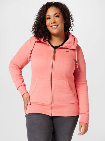Ragwear Plus Sweat jacket 'NESKA' in Pink: front