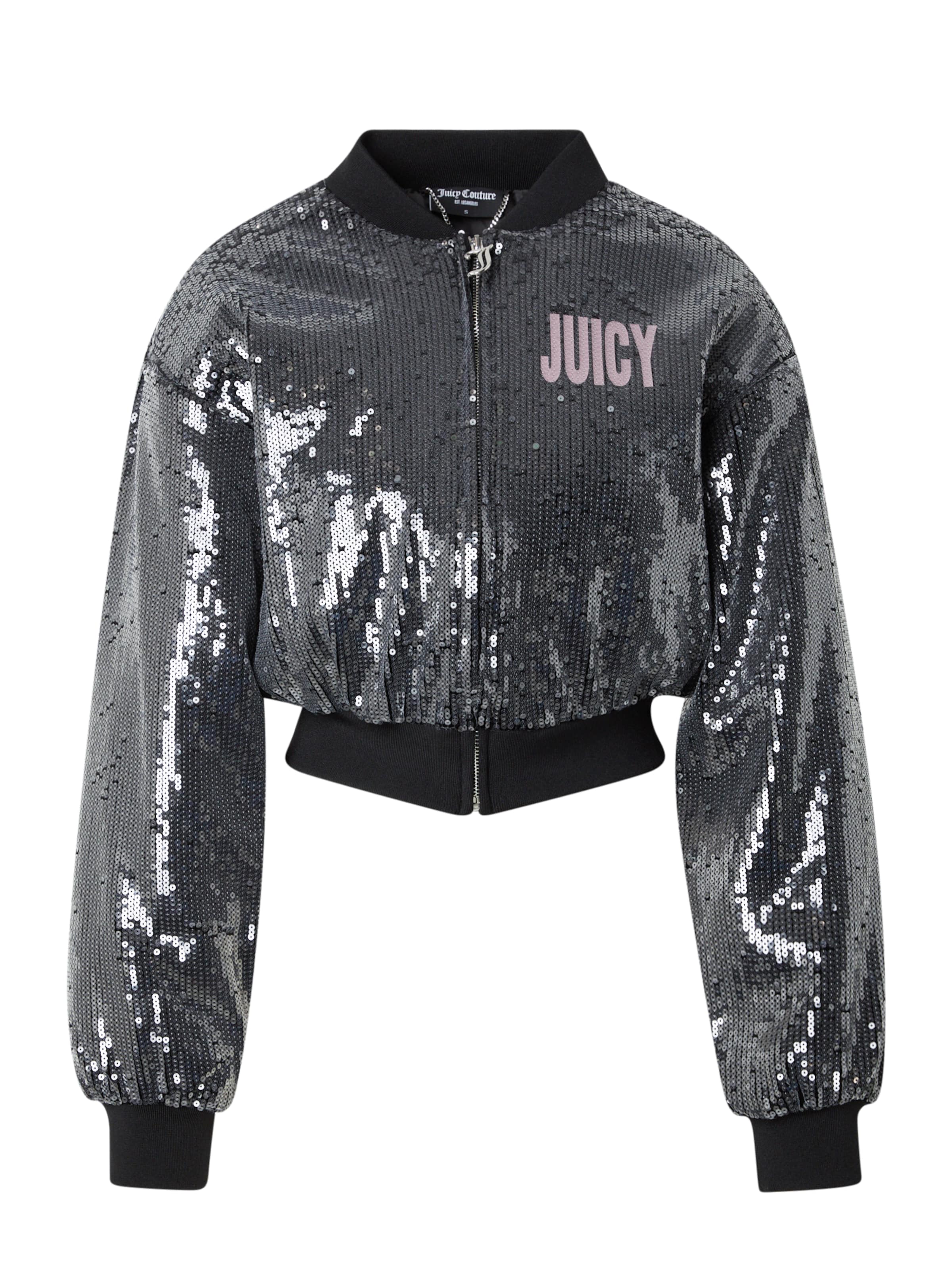 Juicy CouturePrijelazna jakna 'CHOOSE JUICY' - crna boja: prednji dio