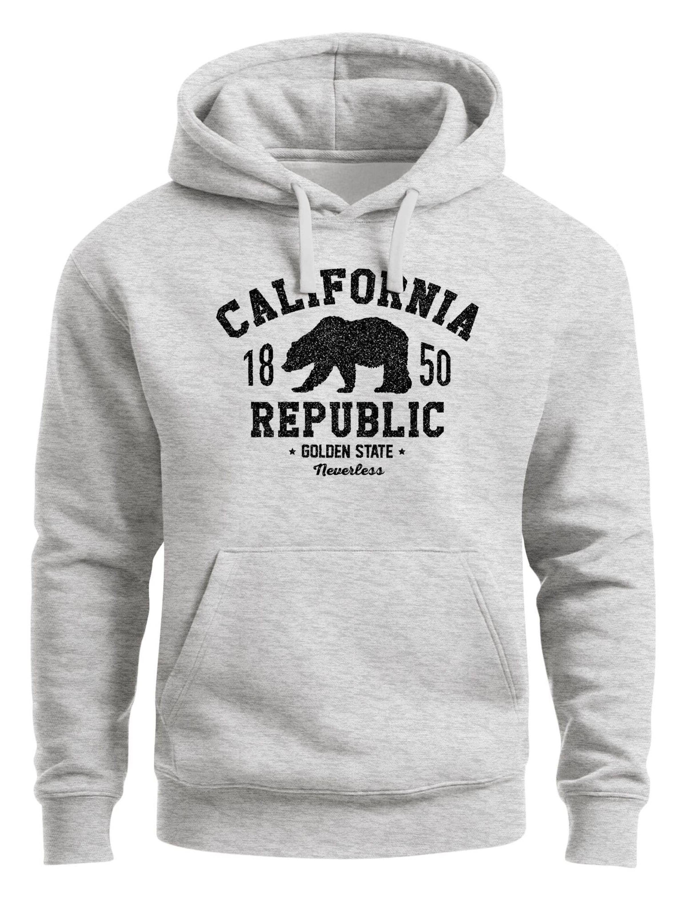 Neverless Sweatshirt 'California Republic' in Grau: Vorderseite