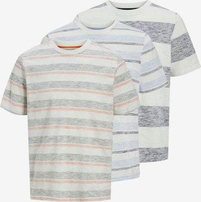 JACK & JONES Majica 'JJBIRK' u pastelno plava / plava melange / narančasta / bijela, Pregled proizvoda