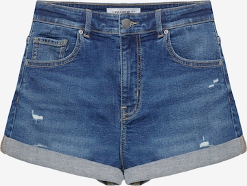 Jeans de la Pull&Bear pe albastru: față