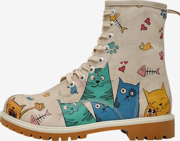 DOGO Schnürstiefel 'Dogo Boots - Cat Lovers' in Beige: Vorderseite