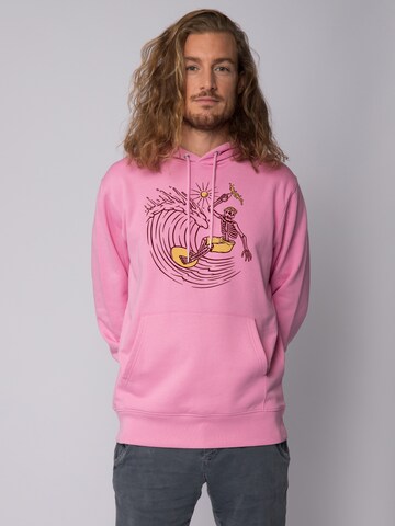 Sweat-shirt ' Surfing for life ' Watapparel en rose : devant