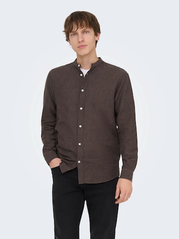 Only & Sons Slim fit Srajca 'ONSCaiden' | rjava barva: sprednja stran