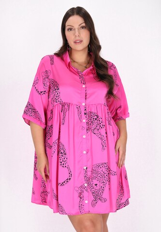 faina - Vestido camisero en rosa: frente