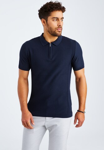 Leif Nelson T-Shirt Feinstrick Polo in Blau