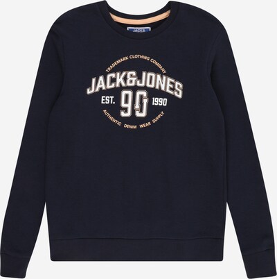 Megztinis be užsegimo 'MINDS' iš Jack & Jones Junior, spalva – tamsiai mėlyna jūros spalva / pastelinė oranžinė / balta, Prekių apžvalga