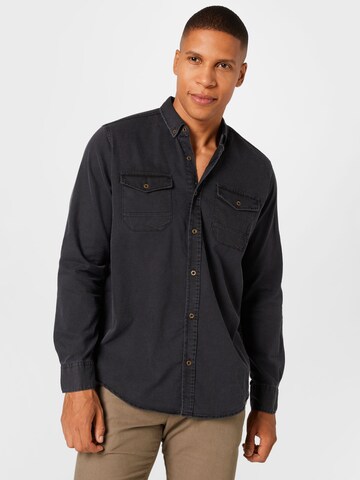 Trendyol Regular fit Button Up Shirt in Black: front